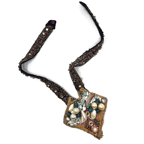 Handmade Opulent Indian Textile Statement Necklace One Of A Kind Artisan Piece